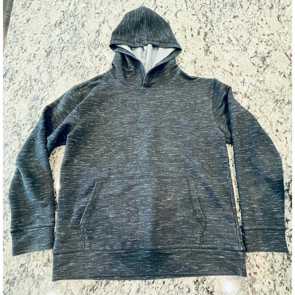 Rumi + Ryder size large 12-14 heather dark grey hoodie kangaroo pocket with hood